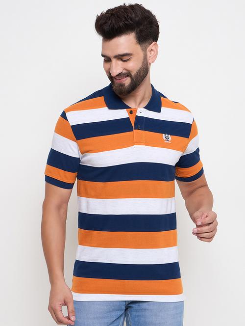 men short sleeves striped polo t-shirt - 21686491 - Very Small Image - 1