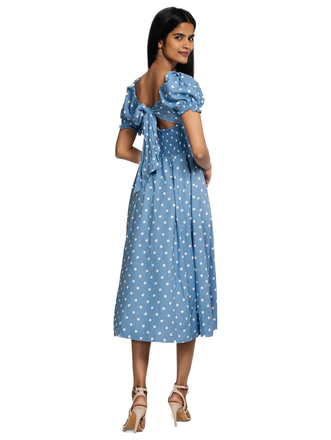 women polka doted puff sleeves dress - 21687106 - Standard Image - 3