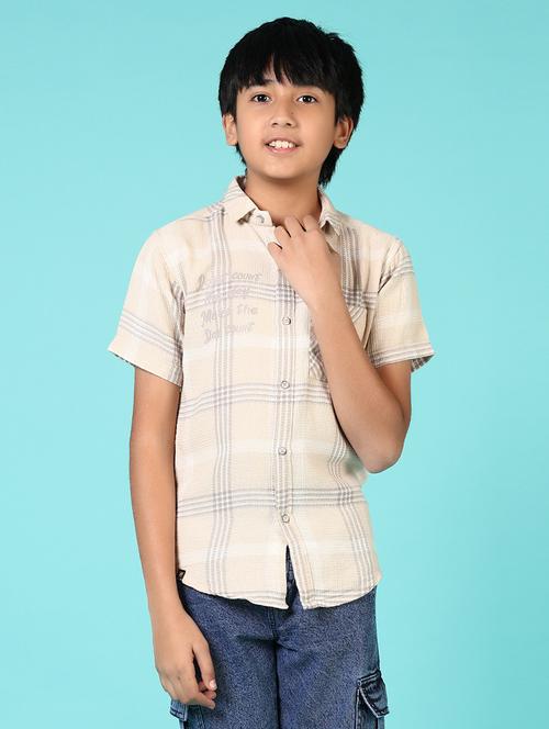 boys checkered collared casual shirt - 21687557 - Very Small Image - 1