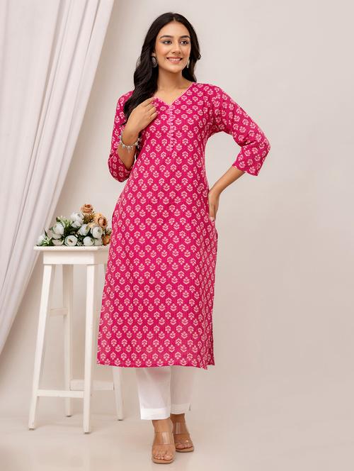 women three quarter sleeve straight kurta - 21693230 - Very Small Image - 1