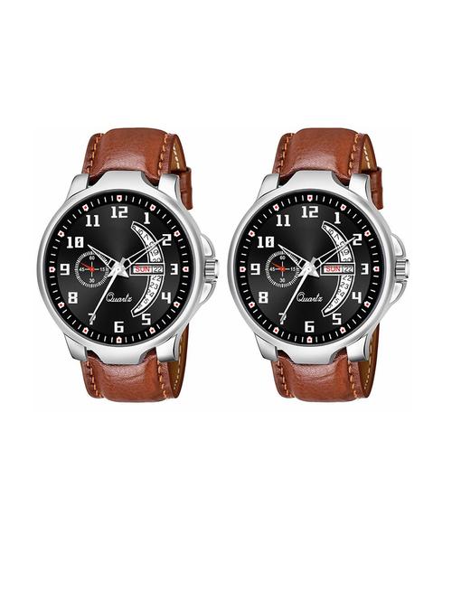 day n date men stylish analog latest watches combo - set of 2 - brn-1-brn-1 - 21694366 - Very Small Image - 1