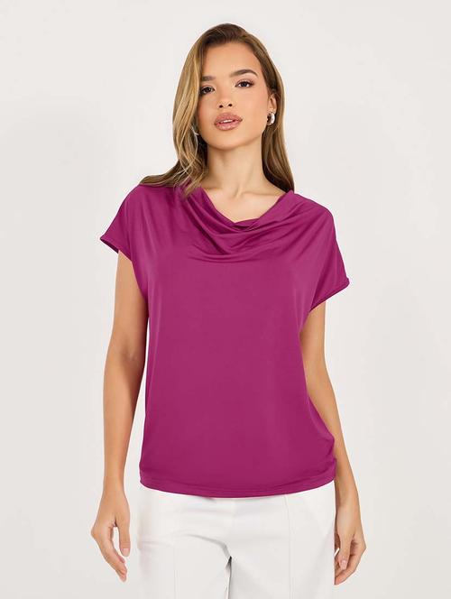 women solid cowl neck regular top - 21695472 - Very Small Image - 1