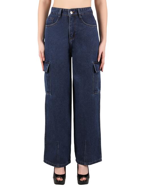 women solid high rise wide leg cargo - 21696454 - Very Small Image - 1