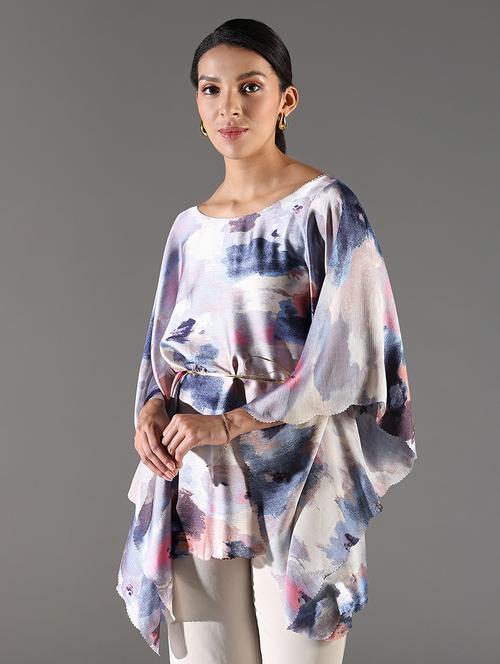 women abstract printed round neck kaftan top - 21697009 - Very Small Image - 1