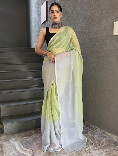 women neo mint solid bordered saree with blouse - 21703253 - Very Small Image - 1