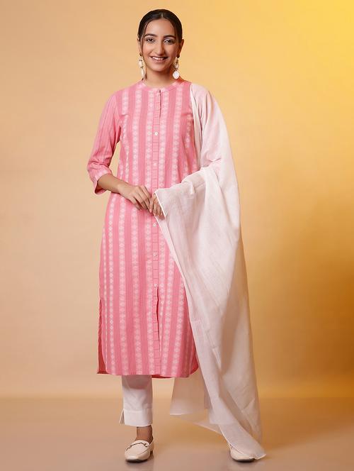 pink cotton kurta pant  set - 21703681 - Very Small Image - 1