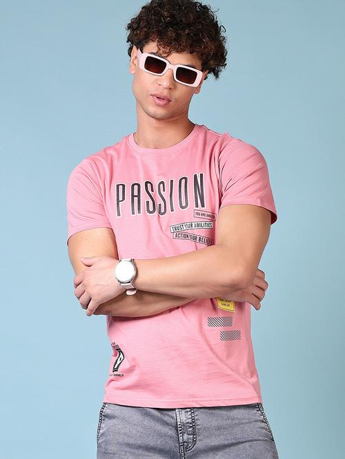 men round neck front print t-shirt - 21703860 - Very Small Image - 1