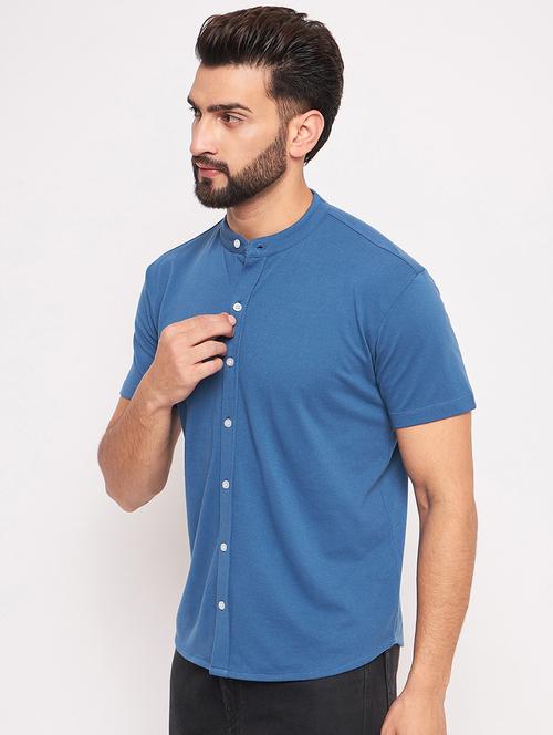 men solid short sleeves casual shirt - 21705466 - Very Small Image - 1