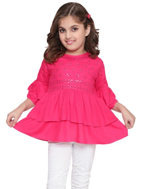girls embroidered round neck top - 21707987 - Very Small Image - 1