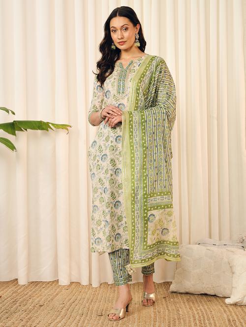 women floral kurta pant set with dupatta - 21709154 - Very Small Image - 1