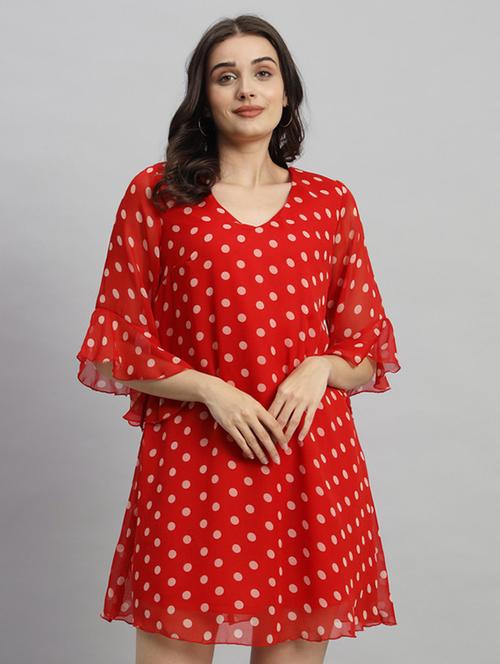 women polka doted flared sleeves a-line dress - 21709735 - Very Small Image - 1