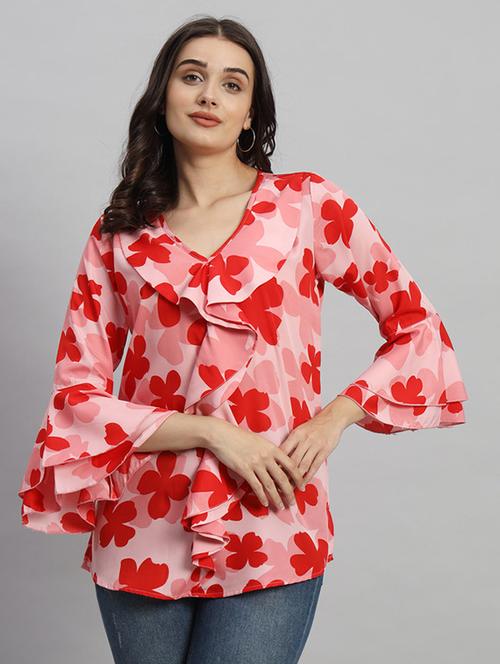 women floral print bell sleeves regular top - 21709793 - Very Small Image - 1