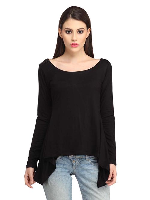 women solid round neck asymmetric top - 21711171 - Very Small Image - 1