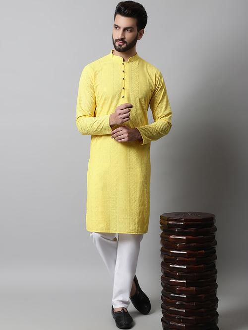 men mandarin neck embroidered kurta pyjama set - 21711758 - Very Small Image - 1