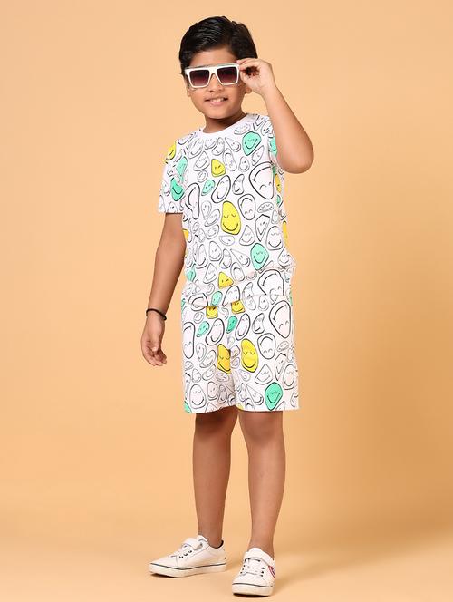 boys printed round neck t-shirt & shorts set - 21715165 - Very Small Image - 1