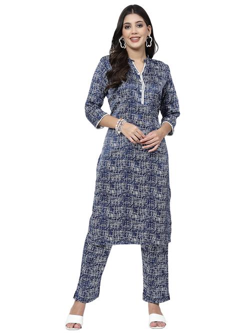 women printed three quarter sleeve kurta pant set - 21717777 - Very Small Image - 1