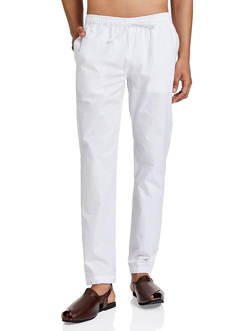 white solid cotton ethnic pyjama - 21720707 - Very Small Image - 1