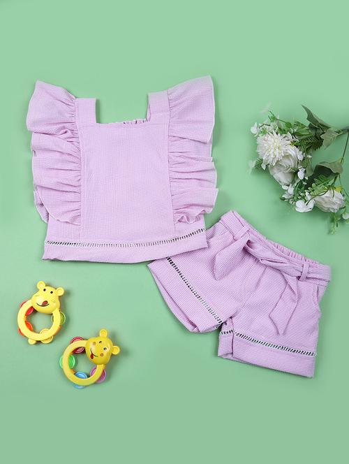 girls lavender checkered shorts set - 21721058 - Very Small Image - 1