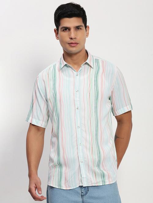 men short sleeves striped casual shirt - 21721540 - Very Small Image - 1