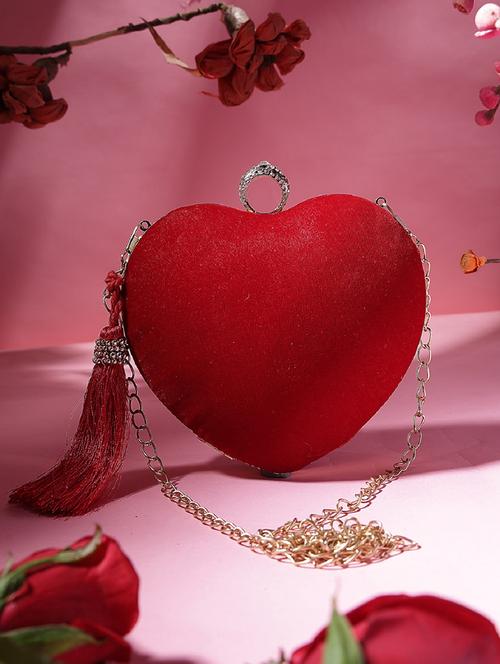 women solid heart shape clutch - 21721936 - Very Small Image - 1