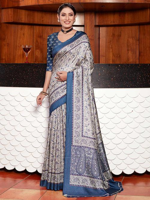 women printed casual wear saree with blouse - 21722567 - Very Small Image - 1