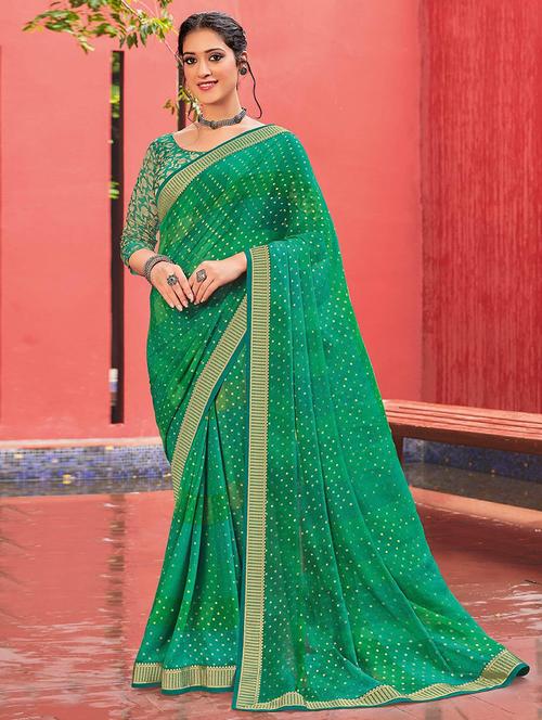 women printed lace bordered saree with blouse - 21722975 - Very Small Image - 1