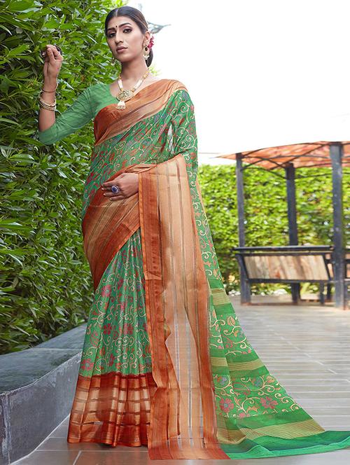 women printed casual wear saree with blouse - 21723035 - Very Small Image - 1