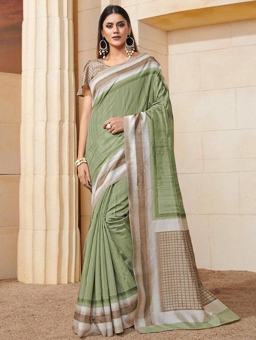women solid bordered saree with blouse - 21723132 - Very Small Image - 1