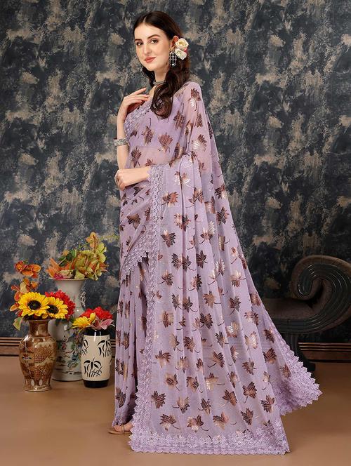 women foil printed casual wear saree with blouse - 21723311 - Very Small Image - 1