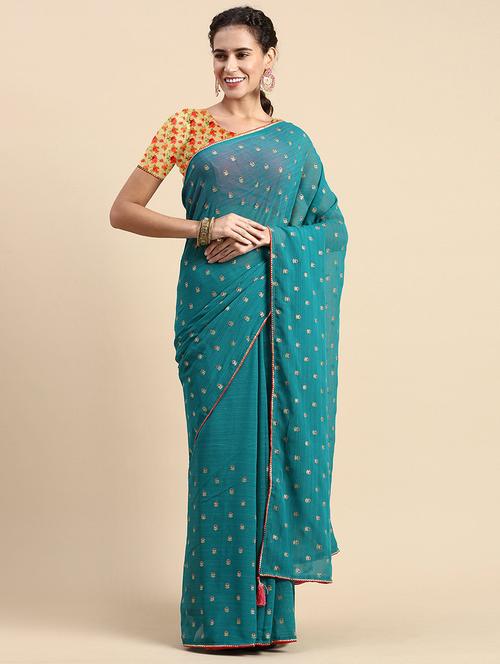 women printed casual wear saree with blouse - 21723500 - Very Small Image - 1