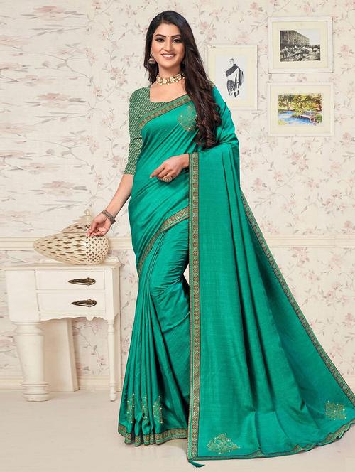 women embroidered bordered saree with blouse - 21723506 - Very Small Image - 1