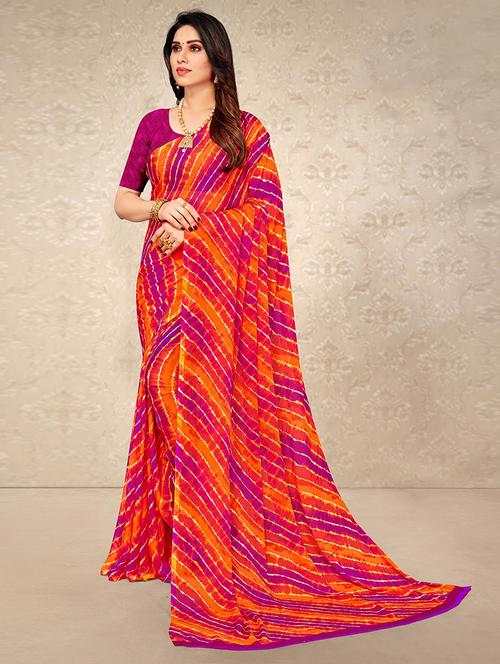 women leheriya printed bordered saree with blouse - 21723793 - Very Small Image - 1