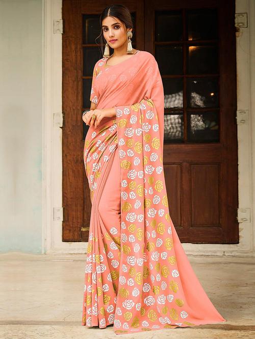 women printed casual wear saree with blouse - 21723818 - Very Small Image - 1