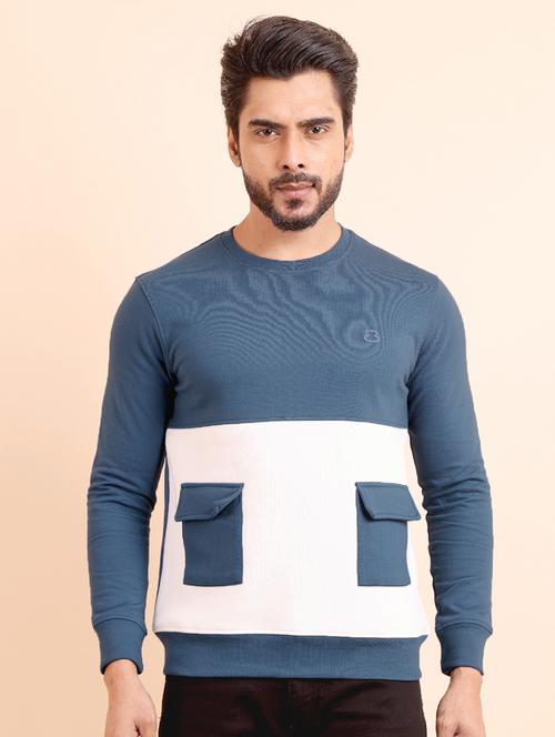 men long sleeves color block sweatshirt - 21724401 - Very Small Image - 1
