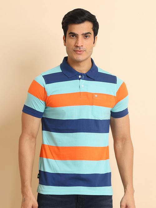 men short sleeves striped polo t-shirt - 21724509 - Very Small Image - 1