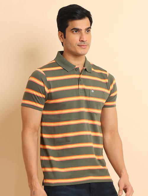 men short sleeves striped polo t-shirt - 21724524 - Very Small Image - 1