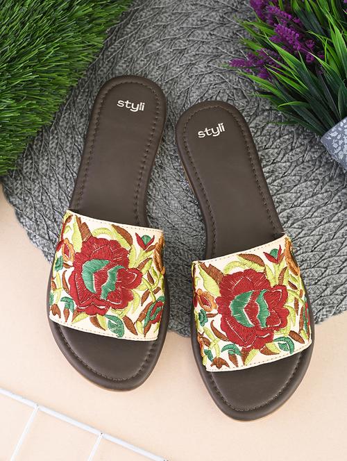 women embroidered slip on sandal - 21725340 - Very Small Image - 1