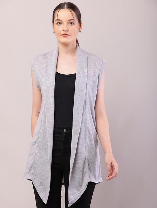 women solid asymmetric shrug - 21726462 - Very Small Image - 1