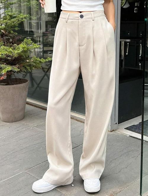 women solid high rise korean pants  - 21726978 - Very Small Image - 1