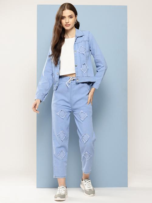 women solid crop top and jacket with jeans  - 21728106 - Very Small Image - 1