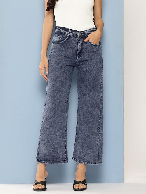 women solid high rise straight fit jean - 21728114 - Very Small Image - 1