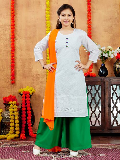 girls embroidered kurta palazzo set with dupatta - 21728133 - Very Small Image - 1
