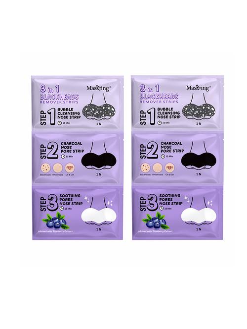 masking 3-in-1 blackheads remover nose strips, bubble cleansing, charcoal pore, soothing blueberry extract, pack of 2 - 21729858 - Very Small Image - 1