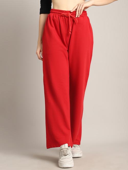 women solid high rise relaxed fit track pant - 21730174 - Very Small Image - 1