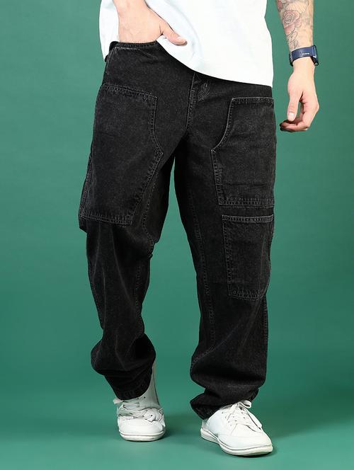 men black mid rise denim cargo - 21730398 - Very Small Image - 1