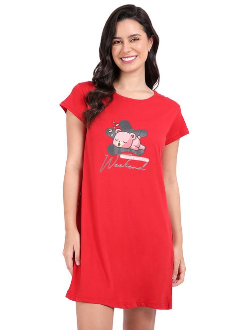 women printed round neck sleepshirt - 21730663 - Very Small Image - 1