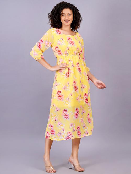 women floral print round neck a-line dress - 21731012 - Very Small Image - 1