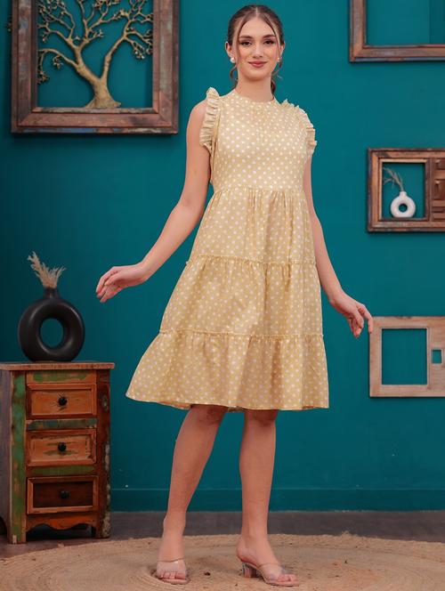 women polka doted sleeves tiered dress - 21731090 - Very Small Image - 1