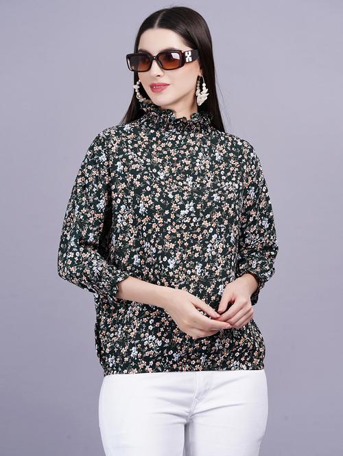 women floral print high neck regular top - 21731111 - Very Small Image - 1