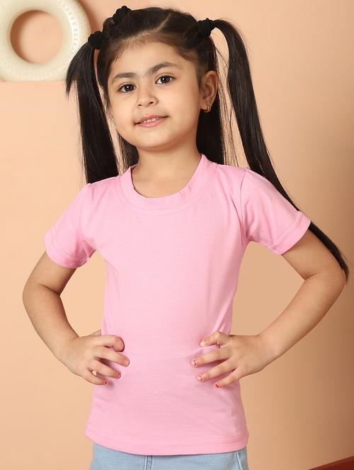 girls solid round neck tee - 21732006 - Very Small Image - 1